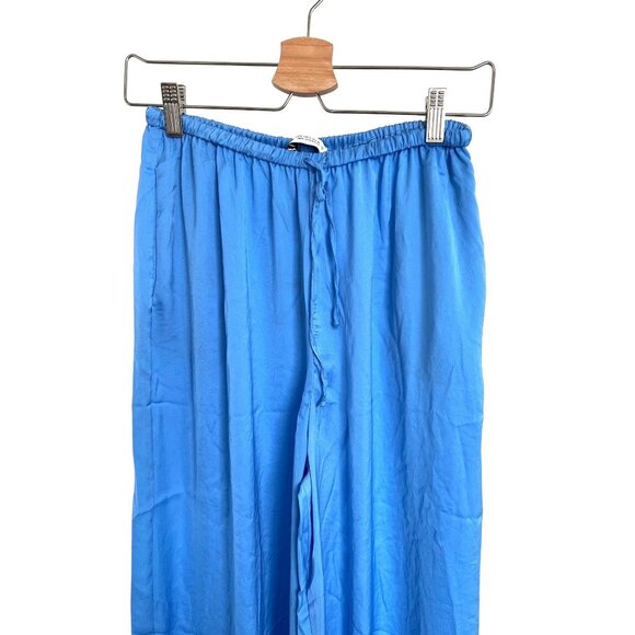 Zara Light Blue Silky Wide-Leg Palazzo Pants - Picture 3 of 5